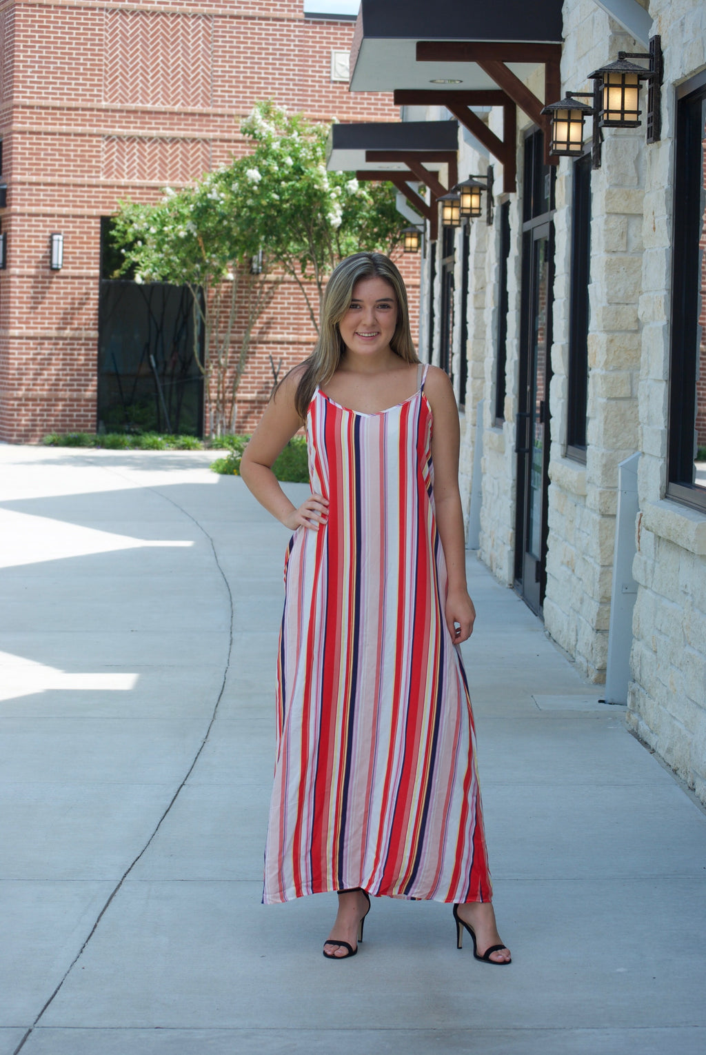 Striped Woven Maxi Dress