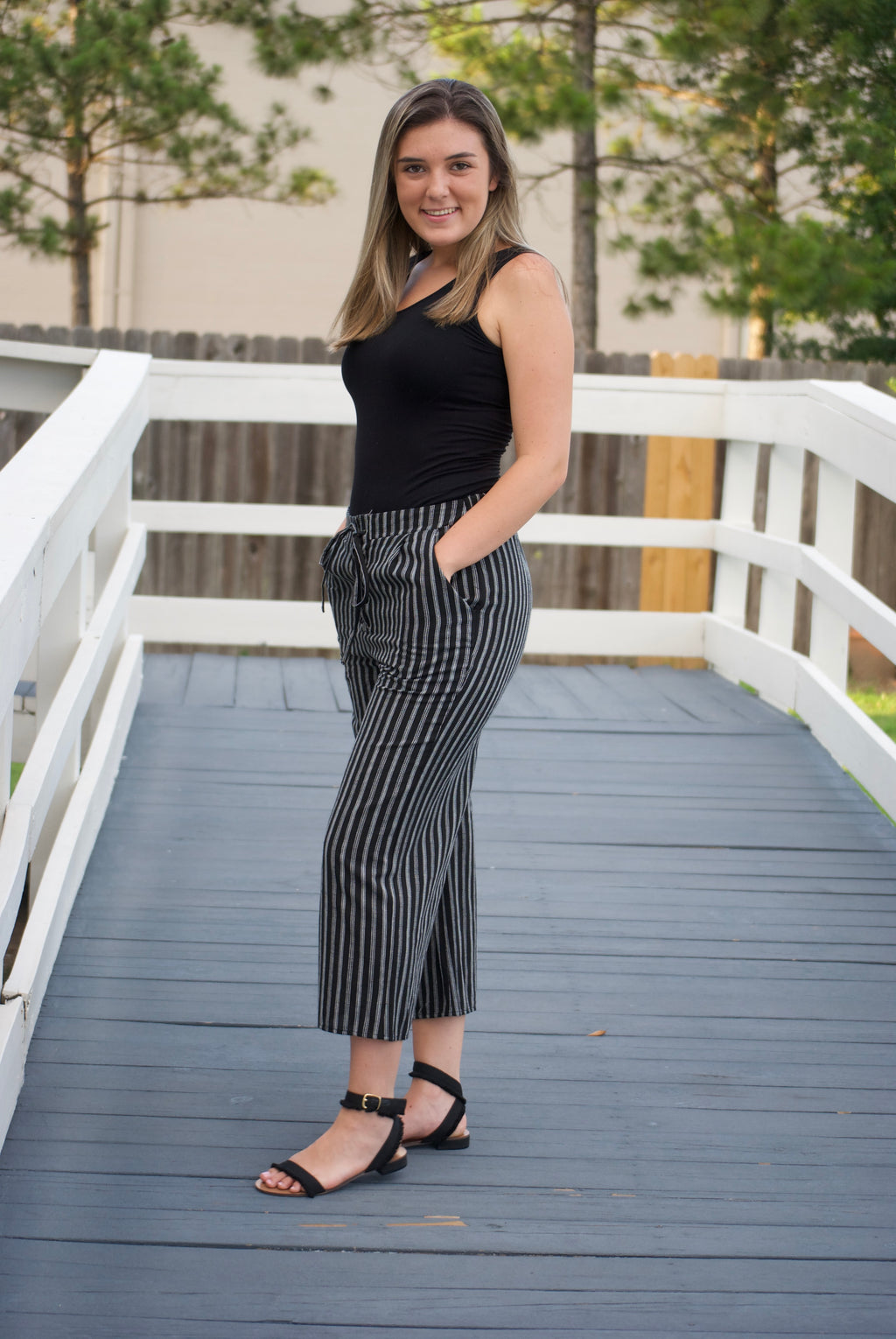 Striped Capris With Drawstring