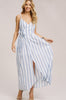 Striped Linen Wrap Maxi Dress